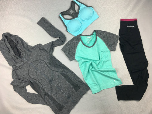 Ladies 4pcs Fitness Suit (Sweater, Shirt, Sports Bra, Legging)