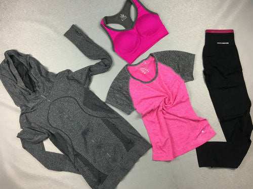 Ladies 4pcs Fitness Suit (Sweater, Shirt, Sports Bra, Legging)