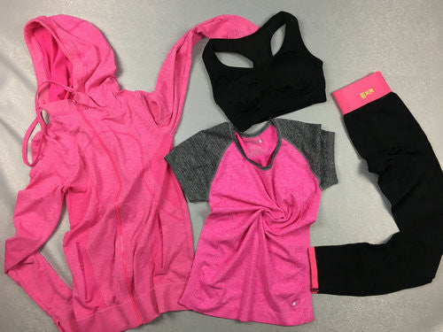 Ladies 4pcs Fitness Suit (Sweater, Shirt, Sports Bra, Legging)