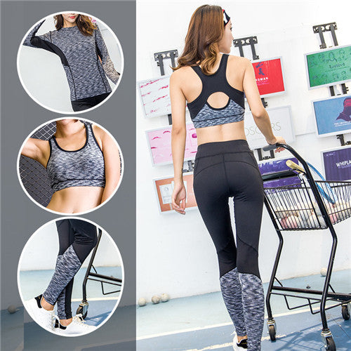 Ladies 3pcs Fitness Suit (Shirt, Pant, Sports Bra)